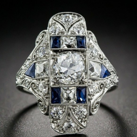 Jewelry - Vintage New 925 Silver Round Cut Sapphire Ring